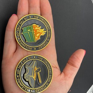 Dumpster Fire Challenge Coin – Full Color 2-Sided Design image 10