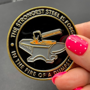 Dumpster Fire Challenge Coin – Full Color 2-Sided Design image 5