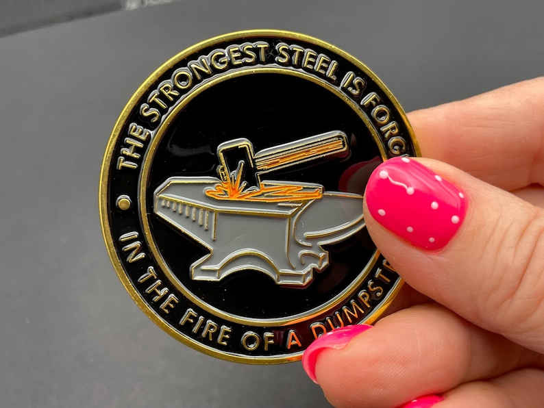 Dumpster Fire Challenge Coin – Full Color 2-Sided Design image 5