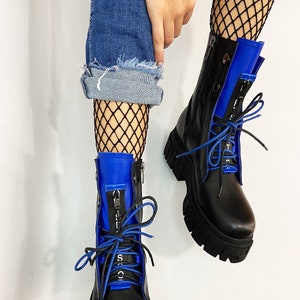 Black and blue boots store