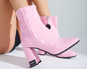 Women Boots/Patent leather Boot/Design Boots/Boot/Pink Boots/Woman Boots/Pink winter Boots/Pink Women Boots/Barbie Shoes/Barbie Boots