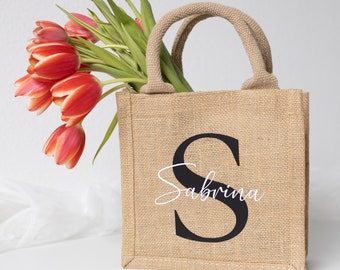 personalized jute bag with initials | Bag Bridesmaid Girlfriend | Birthday, Mother's Day, Baby Shower, JGA | gift bag