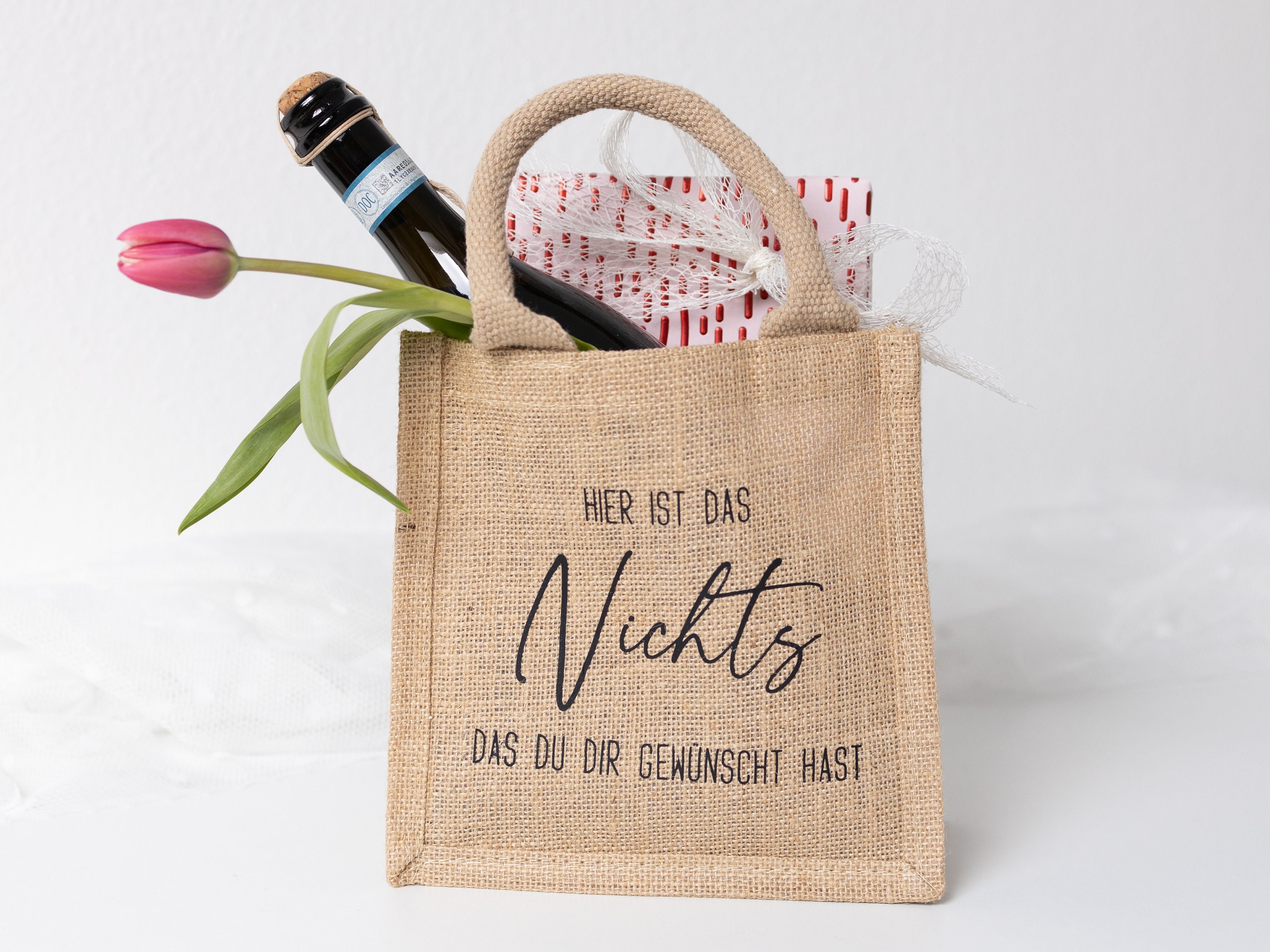 RunFar Jute-Geschenktasche 'Kleine Auszeit' - Naturleinen Mit Herz-Design Für Einkauf & Geschenke