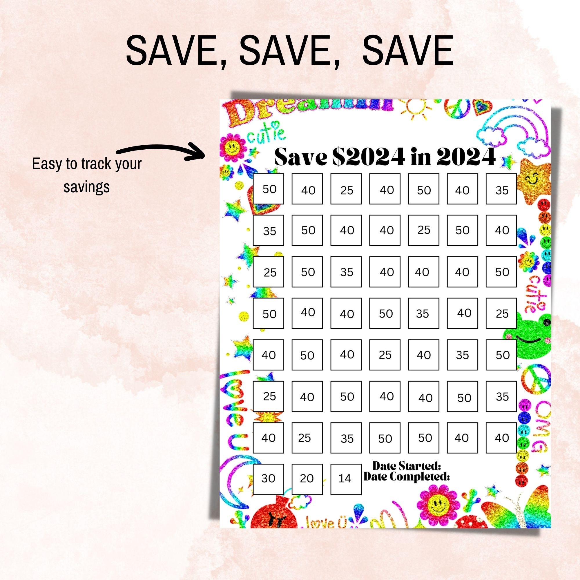 Save 2024 in 2024, Save 2024 in 2024 Saving Tracker, Save 2024 in 2024