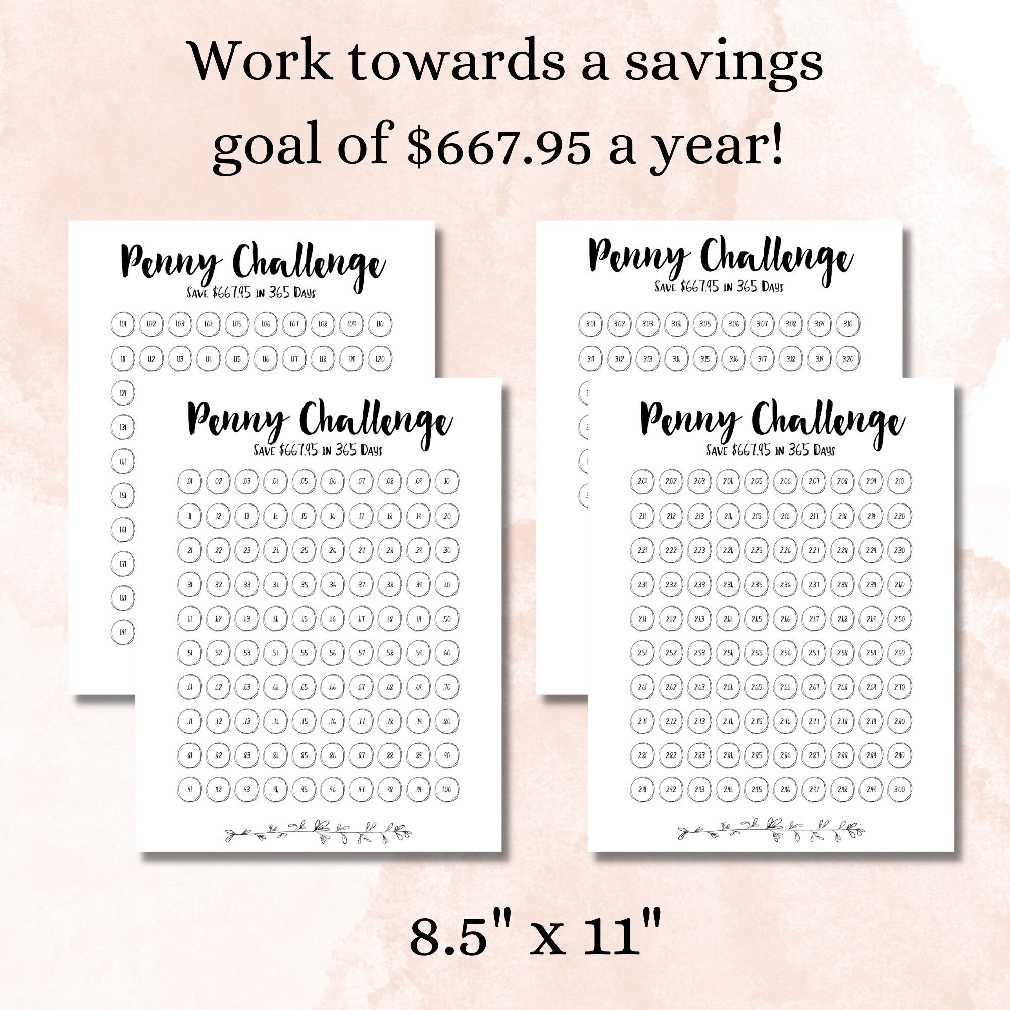 Penny Savings Challenge, Savings Challenge Printable, 1p Saving ...