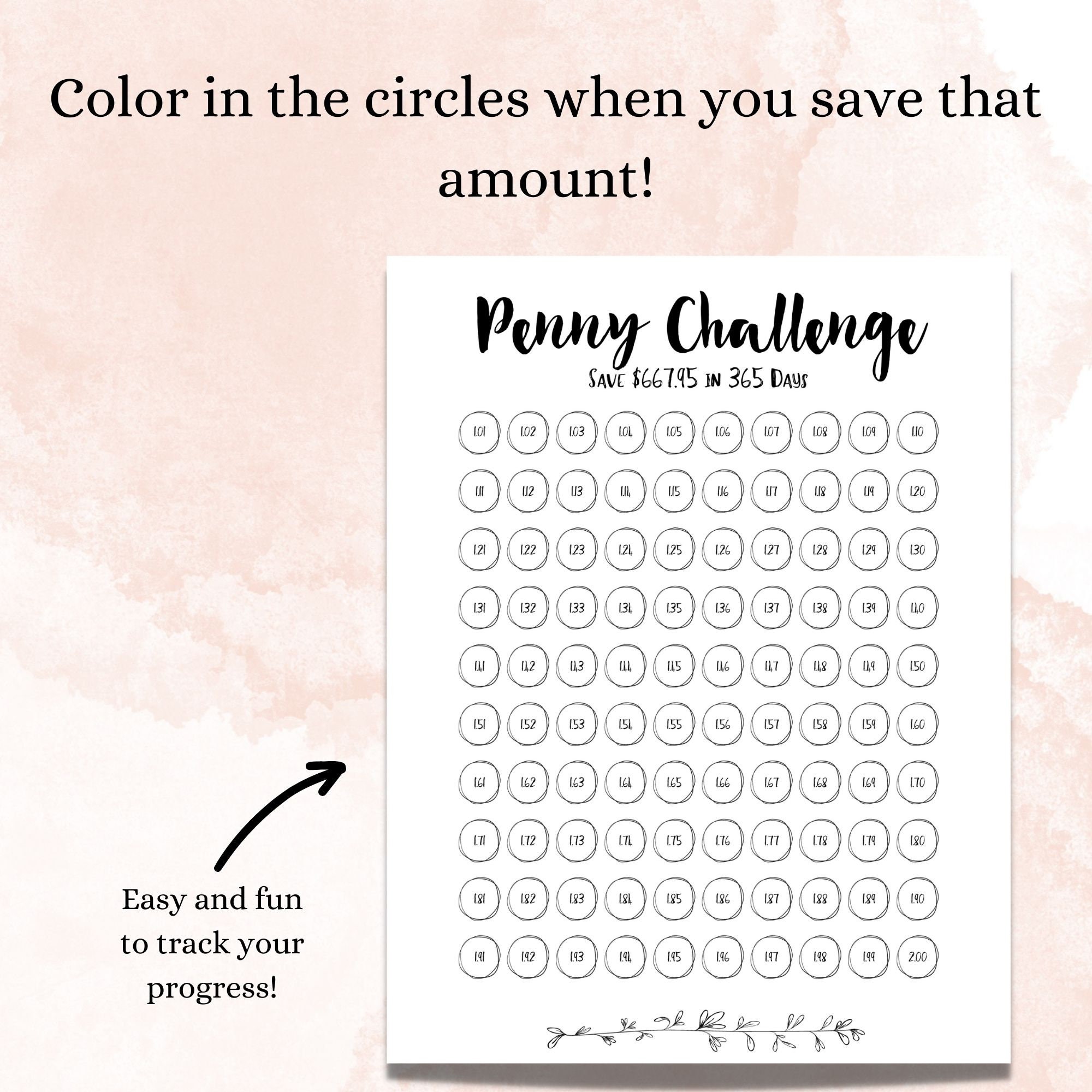 Penny Savings Challenge, Savings Challenge Printable, 1p Saving ...