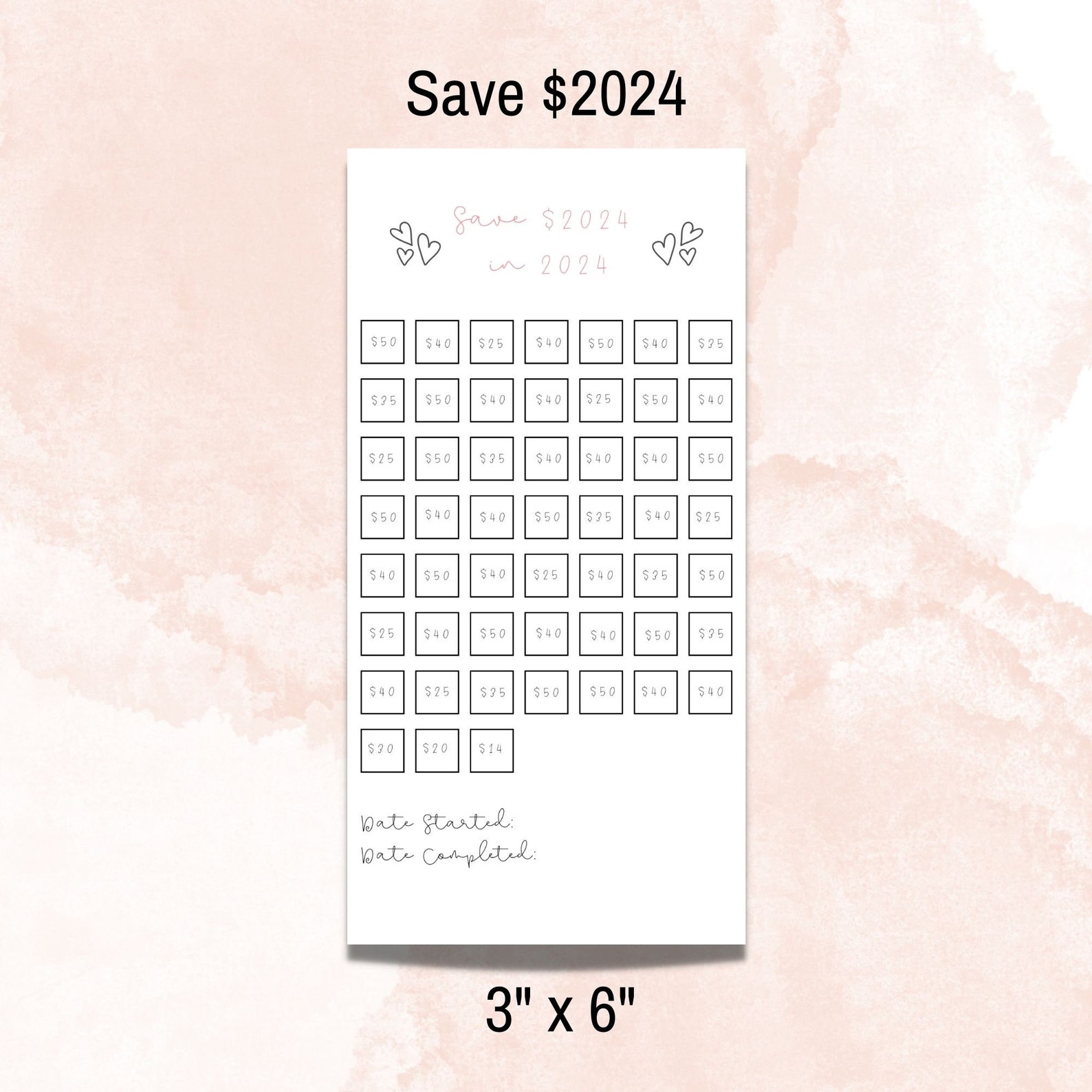 Save 2024 in 2024 Savings Challenge Printable, Save 2024 in 2024, Save ...