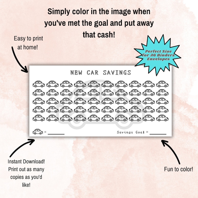 New Car Savings Challenge: Budget Planner (PDF) - Etsy