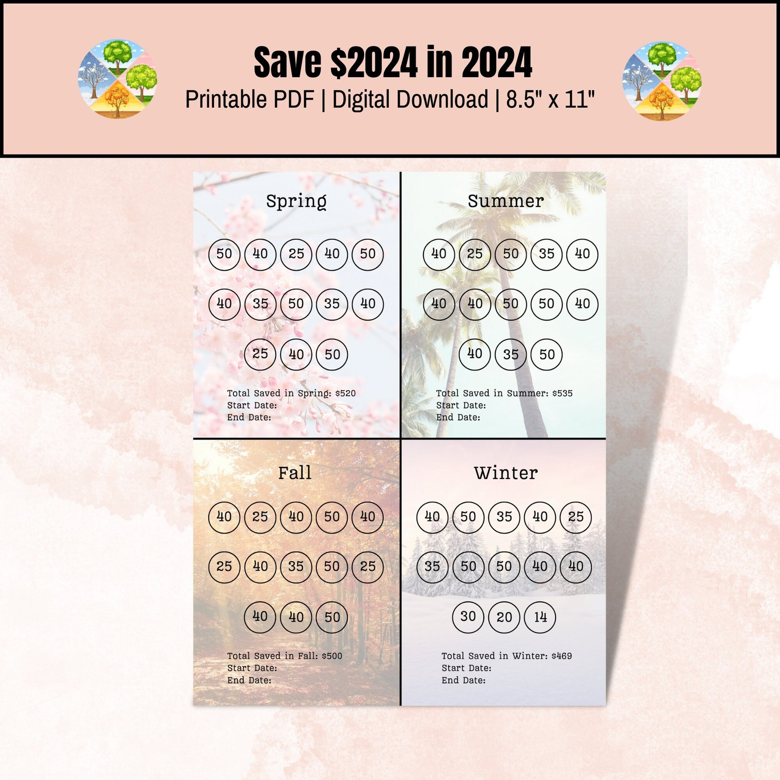 Save 2024 in 2024, Save 2024 in 2024 Saving Tracker, Save 2024 Seasons