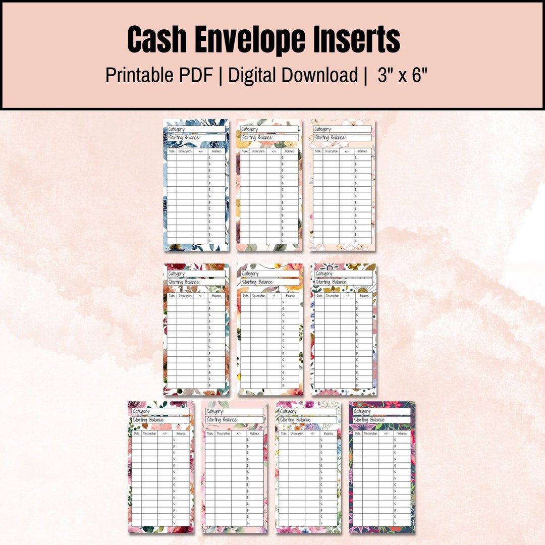Floral Cash Envelope Inserts: Budget Tracker (digital Download) - Etsy