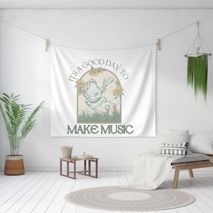 Music Teacher Wall Art for Music Room Gift for Musician Wall Tapestry for Classroom Cottage Core Frog Theme Decor for Classroom Sign Art
