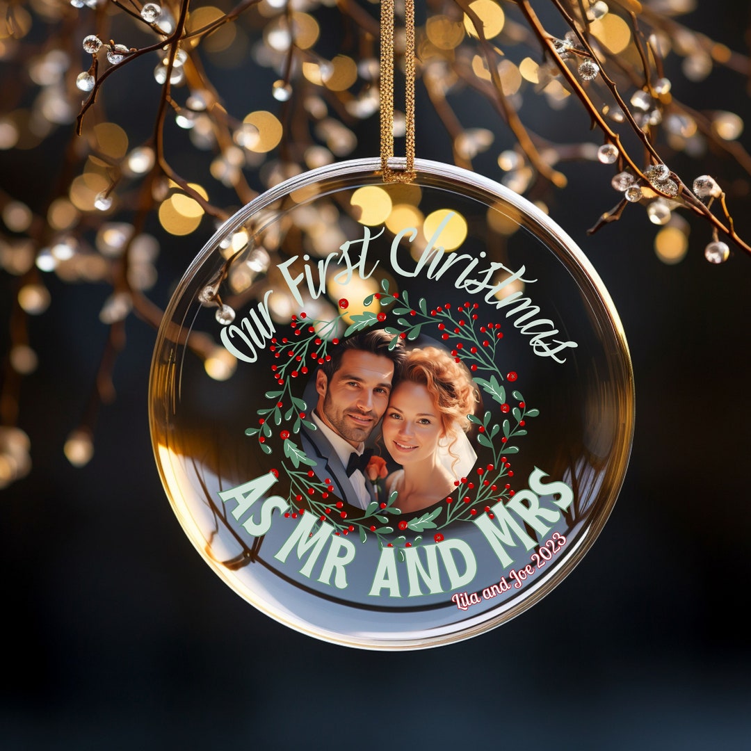 Newlywed Christmas Glass Ornaments Personalized Ornament for New ...