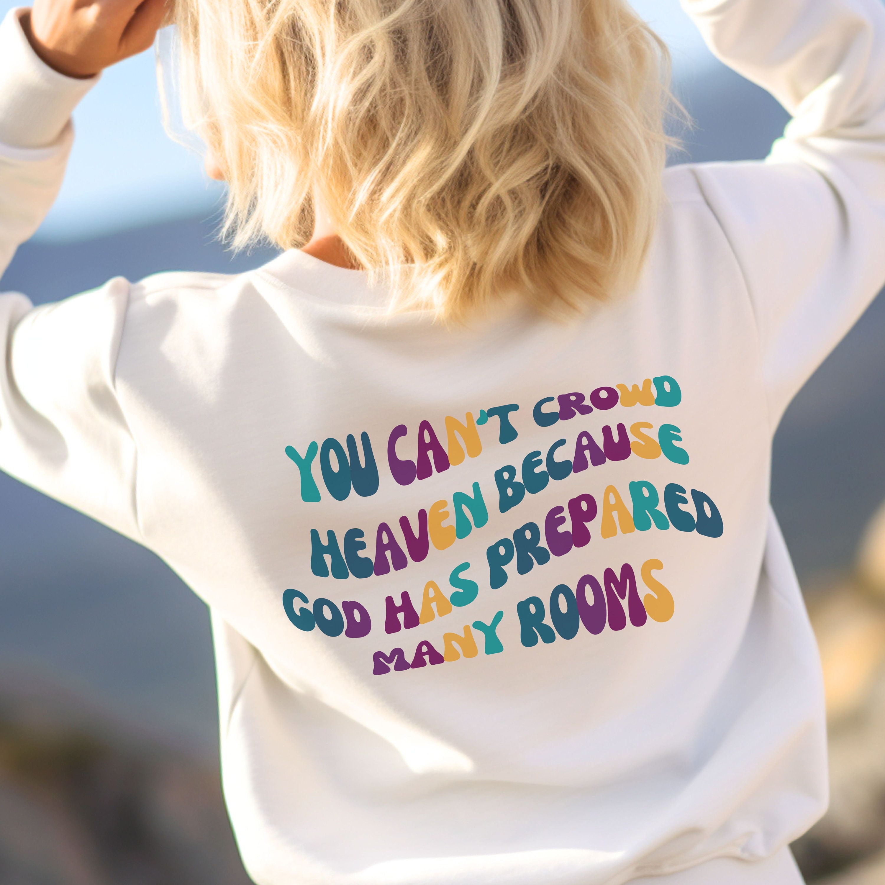 Make Heaven Crowded Sweatshirt Retro Sweatshirt Christian Crewneck Christian Sweatshirts Faith Based Shirts Womens Cute Bible Verse Shirt