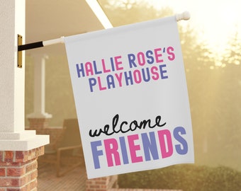 Personalized Welcome Banner for Kids Playhouse Flag for Childrens Playroom Decor Banner for Play Structure