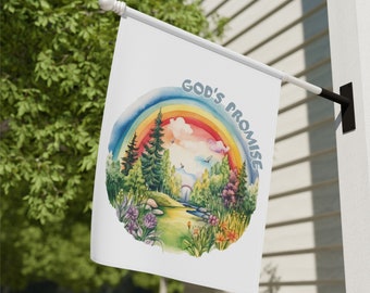 Christian Banner for Home Flag God&#39;s Covenant Promise Reclaim the Rainbow Flag Bible Verse Banner Gift for Christians Home Flag