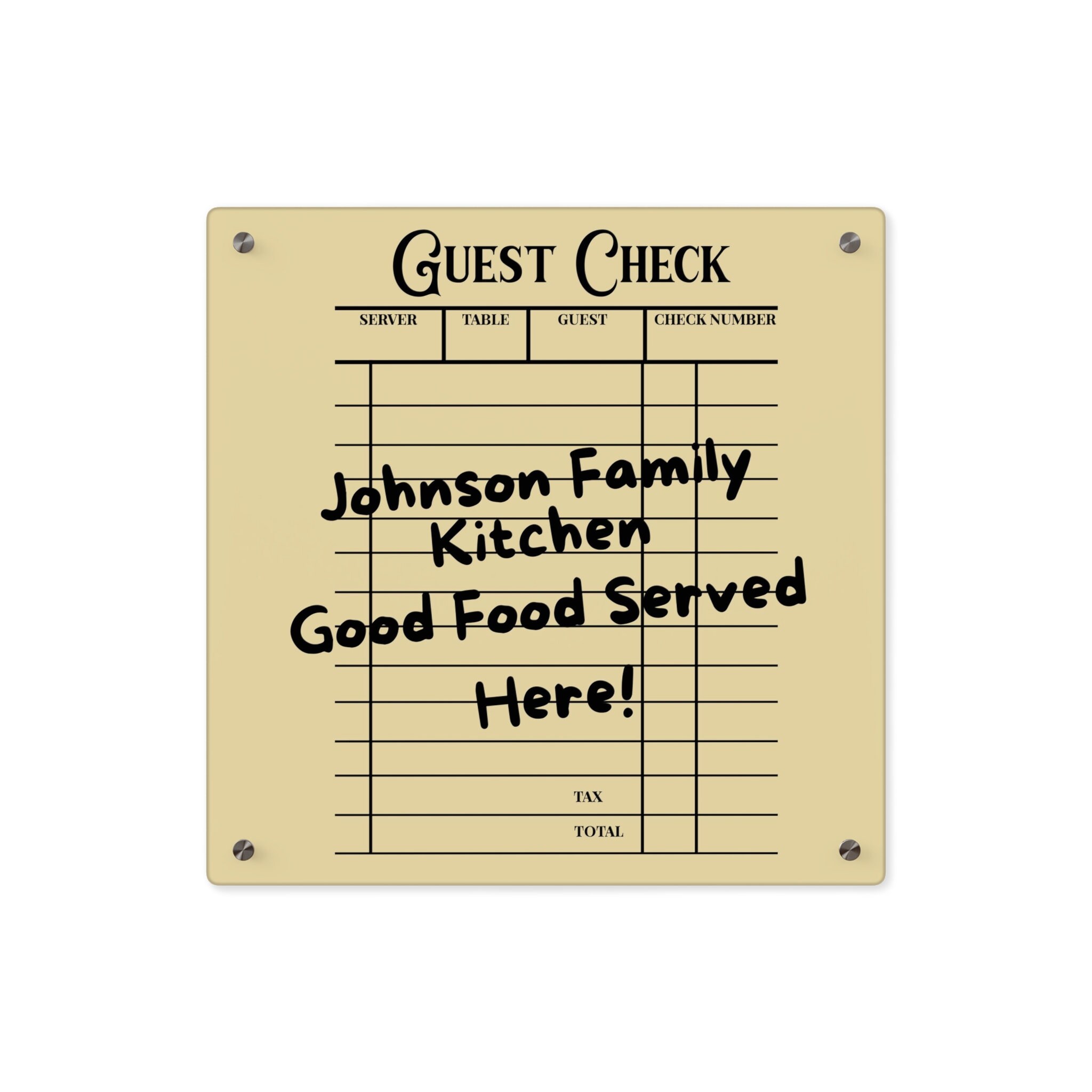 Guest Check Wall Art Guest Check Art Kitchen Guest Check Wall Etsy