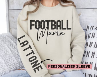 Football Mom Sweatshirt Personalized Sleeve Sweater for Mama Gift for Football Mom Game Day Sweatshirt Custom Football Gift for Football