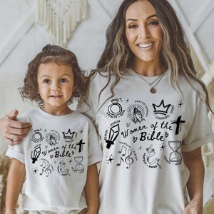 Women of the Bible Tshirt, Christian Shirt for Teens, Girls and Women, Faith Based Tee, Doodle Shirts, Gift for Christian, Biblical Women
