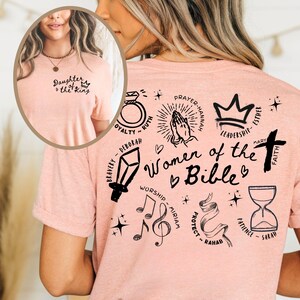 Women of the Bible Tshirt, Christian Shirt for Teens, Girls and Women, Faith Based Tee, Doodle Shirts, Gift for Christian, Biblical Women