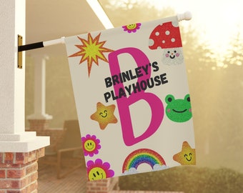 Personalizeed Initial Playhouse Banner, Playground Flag, Custom Kids Playhouse Sign, Monogram Playhouse Banner, Customizable Kids Gift Flag