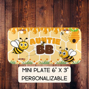Custom Mini License Plate,Honeycomb and Bees Vanity Plate for Cars, Golf Carts, Personalized Name Plate, Wheelchairs, Bicycles, Decorative