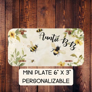 Custom Mini License Plate,Floral Vintage Bees Vanity Plate for Cars, Golf Carts, Personalized Name Plate, Wheelchairs, Bicycles, Decorative