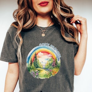 Christian Tshirt For Believers Women&#39;s Bible Text Shirt God&#39;s Promise Shirt Reclaim The Rainbow Genesis 9:13 I Will Set My Rainbow Pocket