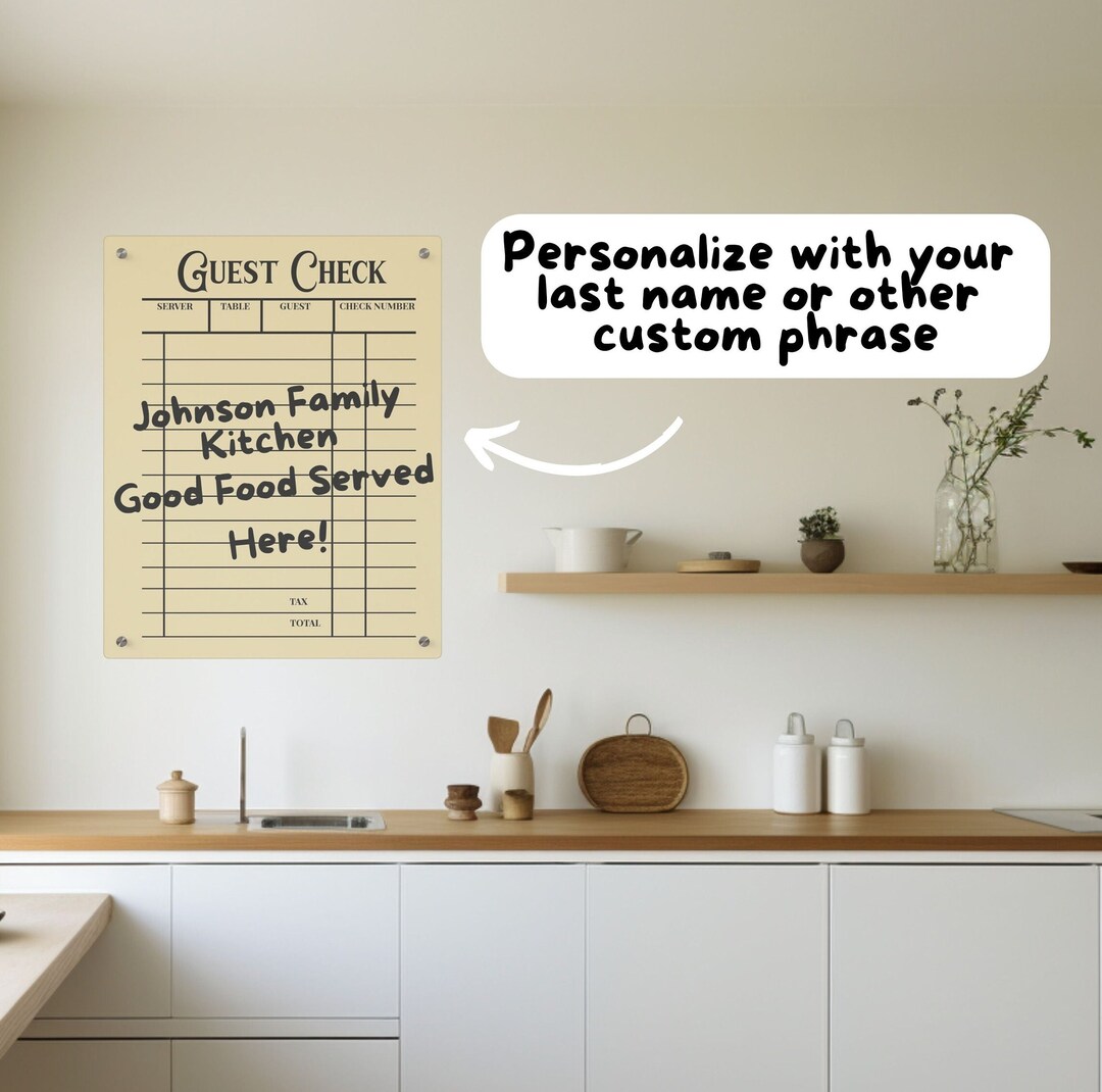 Guest Check Wall Art Guest Check Art Kitchen Guest Check Wall Etsy