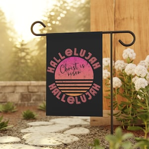 Christian Flag Christ is Risen Easter Flag Faith Based Flag Christ is Risen Hallelujah Sunrise Theme Banner for Christian Home Decor