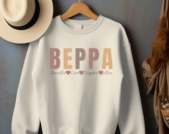 Custom Grandma Gift, Sweatshirt for Beppe, Gift For Nana, Personalized Grandma Shirt, Grandkids Names Shirt, Personalized Oma Shirt for Nana