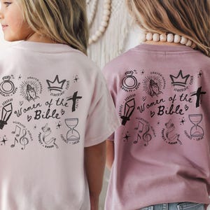 Women of the Bible Tshirt, Christian Shirt for Teens, Girls and Women, Faith Based Tee, Doodle Shirts, Gift for Christian, Biblical Women