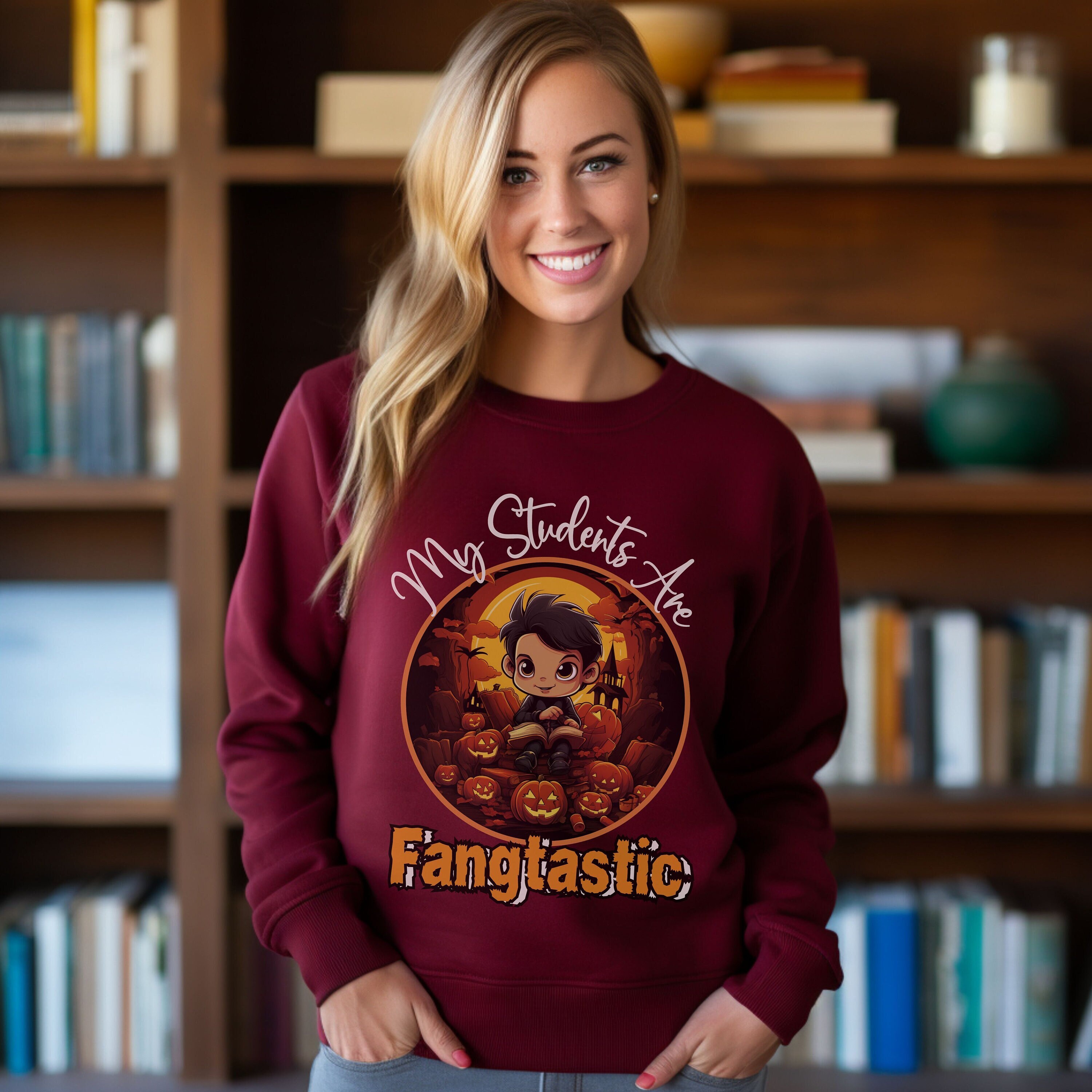 Halloween Shirt for Teachers Fall Sweater for Librarians Ghost Shirt for Book Lovers Gift for Book Club Sweatshirt for Elementary Teachers