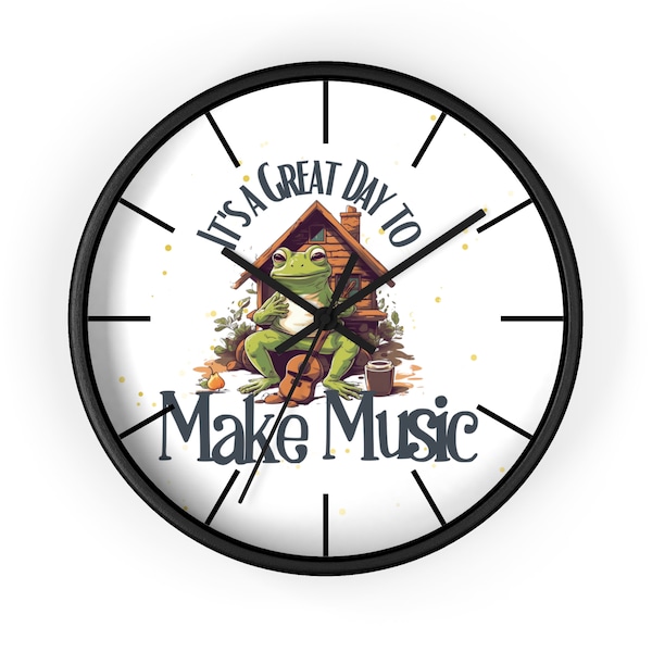 Music Teacher Wall Art for Music Room Gift for Musician Wall Clock for Classroom Cottage Core Frog Theme Decor for Classroom Clock Art