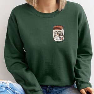 Treasures in Jars of Clay Sweatshirt for Women Boho Bible Verse Design Gift for Christian Women Shirt for Her Jesus Shirt God&#39;s Word Sweater