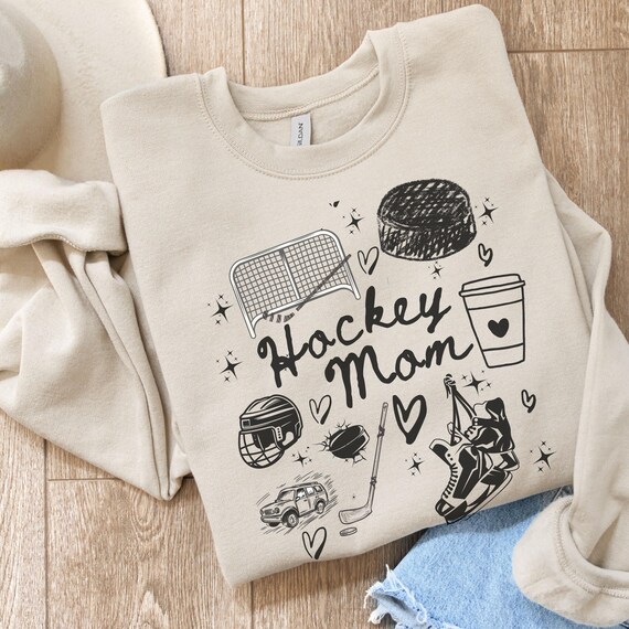 Hockey Mom Doodle Shirt, Fun Hockey Mom Sweaters, Proud Hockey Mama Sweater, Gift for Hockey Moms, Fun Hockey Mom Hockey Life Shirt