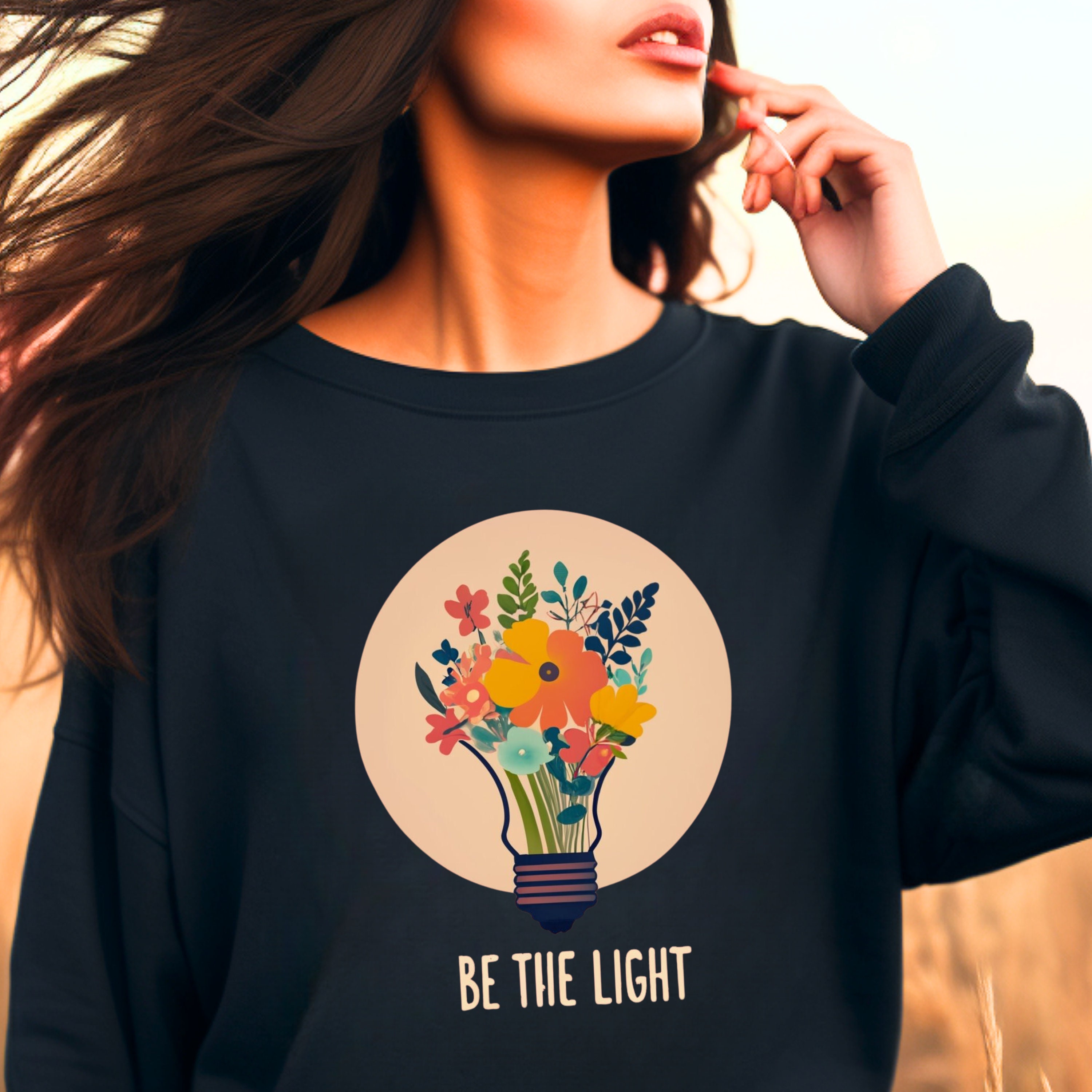 Be the Light Christian Sweatshirt Faith Based Shirt for Her Gift for Christian Stay Lit Shirt for Women Bible Verse Teenager Gift Scripture
