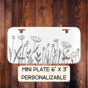 Floral Mini License Plate for Bicycles, Golf Cart Licence Plate, Name Plate for Bikes and Motorcycles, Car Vanity Floral Plates,Flower Plate