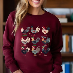 Christmas Sweater for Chicken Lovers Crazy Chicken Lady shirt Funny Chicken Sweater Cute Chickens Sweatshirt Chicken Theme Ugly Christmas