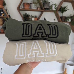Personalized Embroidered Shirt for Dad fathers Day Gift for Papa Established Embroidered Sweater Names on Sleeve Custom PAPA Sweatshirt