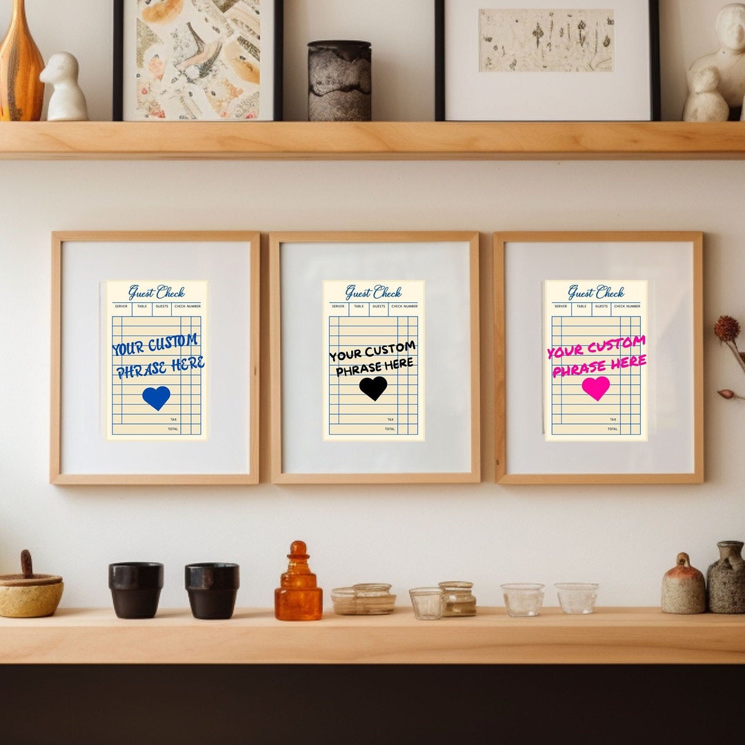 Custom Guest Check Art Print Trendy Wall Art Digital Download Pink