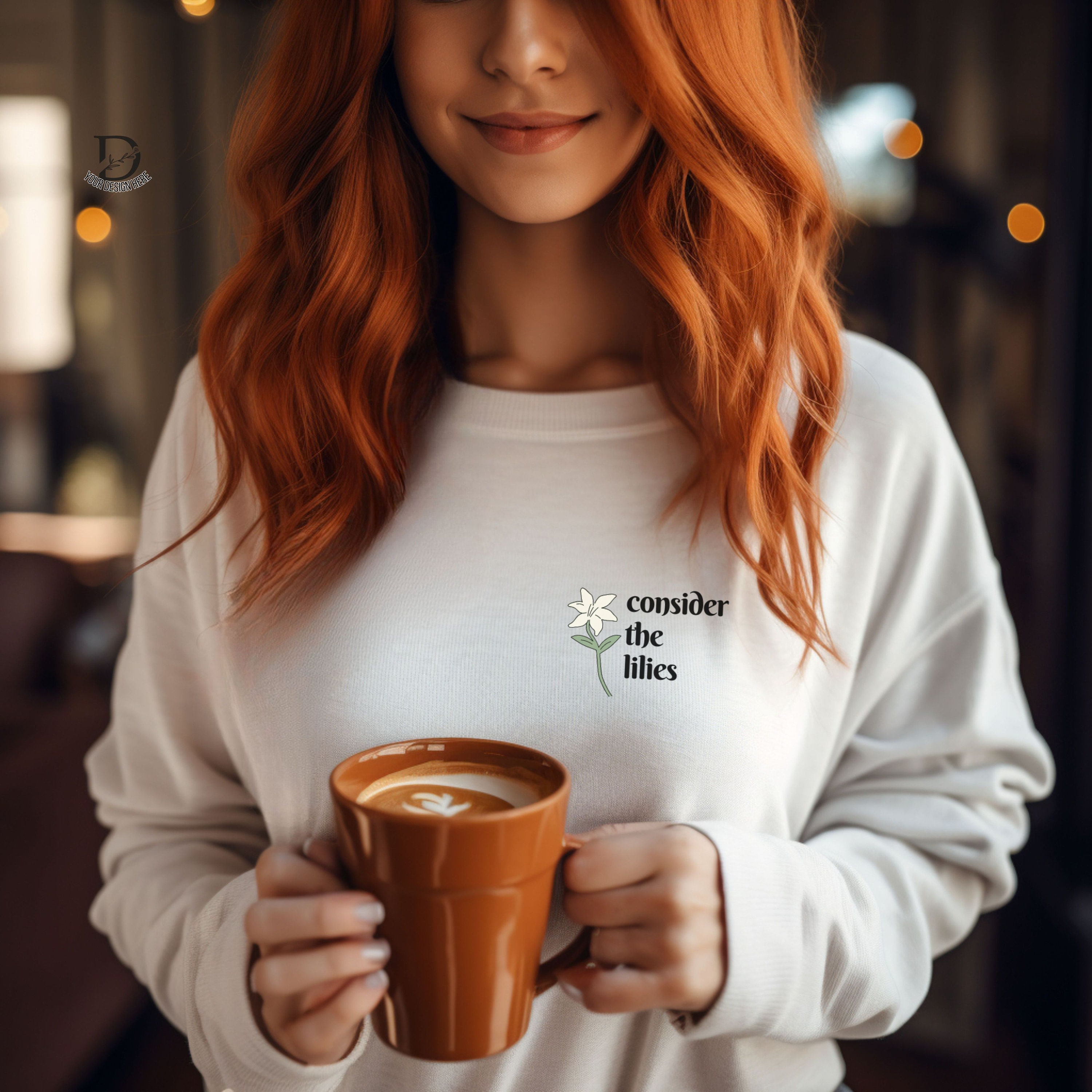 Consider the Lilies Faith Based Sweatshirt for Her Gift for Christian Worship Leader Shirt for Church Do not Worry Pocket Square Floral