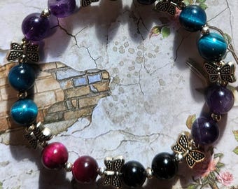 Crystal Bracelet: Amazing Jewel Tones and lovely butterflies to adorn your wrist!