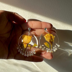 Yellow Rose Earrings