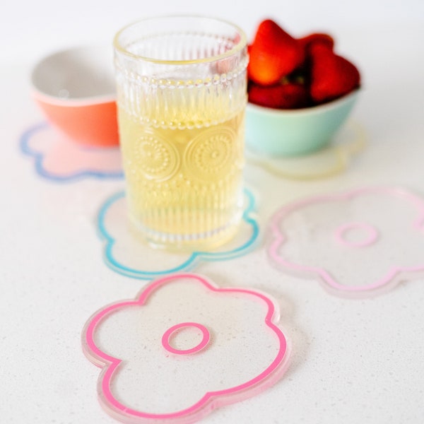 Flower Tricket, Daisy Transparent and Colorful Coasters