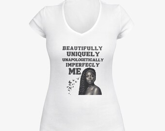 Soft feel, V-neck, Graphic T-shirt, great quality, permanent design, women empowerment, T-shirt for Black women & girls, original design.