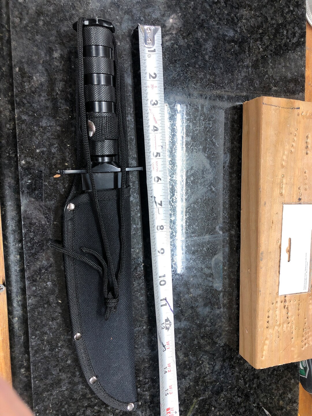 Survival Knife With Compass and Fishing Line With Hook 440 Stainless