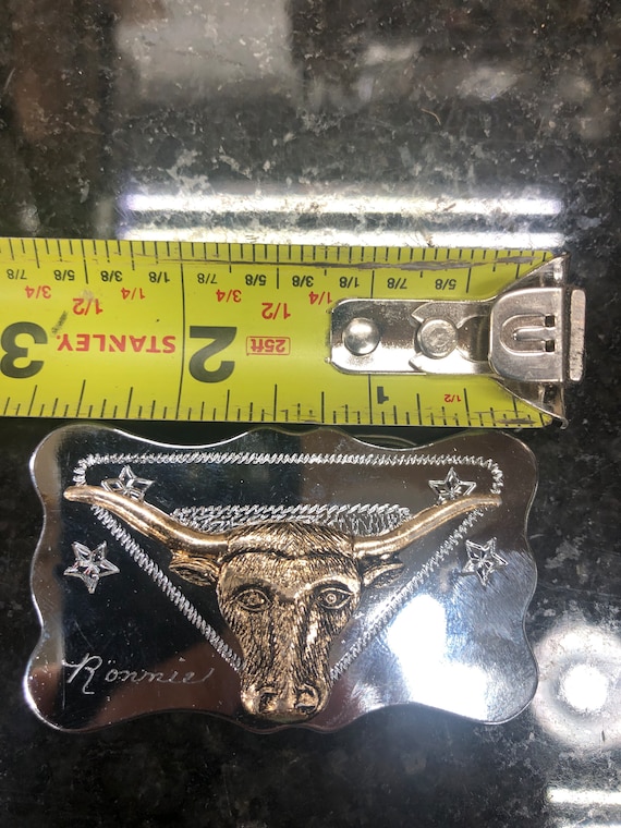 Steer belt buckle silver and gold western design - image 1
