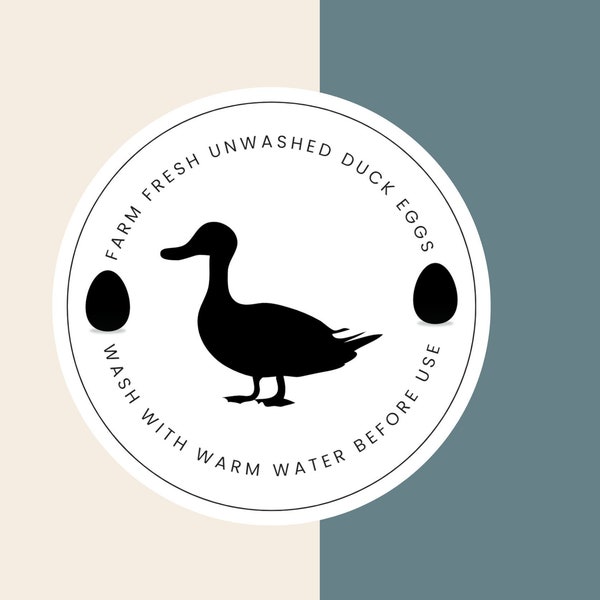 Farm Fresh Duck Eggs Sticker | Egg Carton Sticker | Printable Sticker Label | Avery Circle Label | Instant Download | Digital | Print