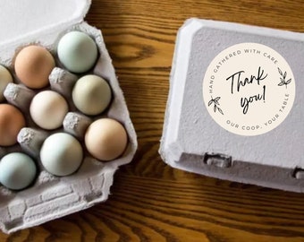 Egg Carton Sticker | Thank You | Gathered with Care | Chickens | Digital | Eggs | Label | Coop | Chicken Eggs | Canva |