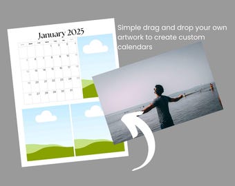 2025-2026 Photo Calendar Templates, Editable Canva Calendar (Digital Download)